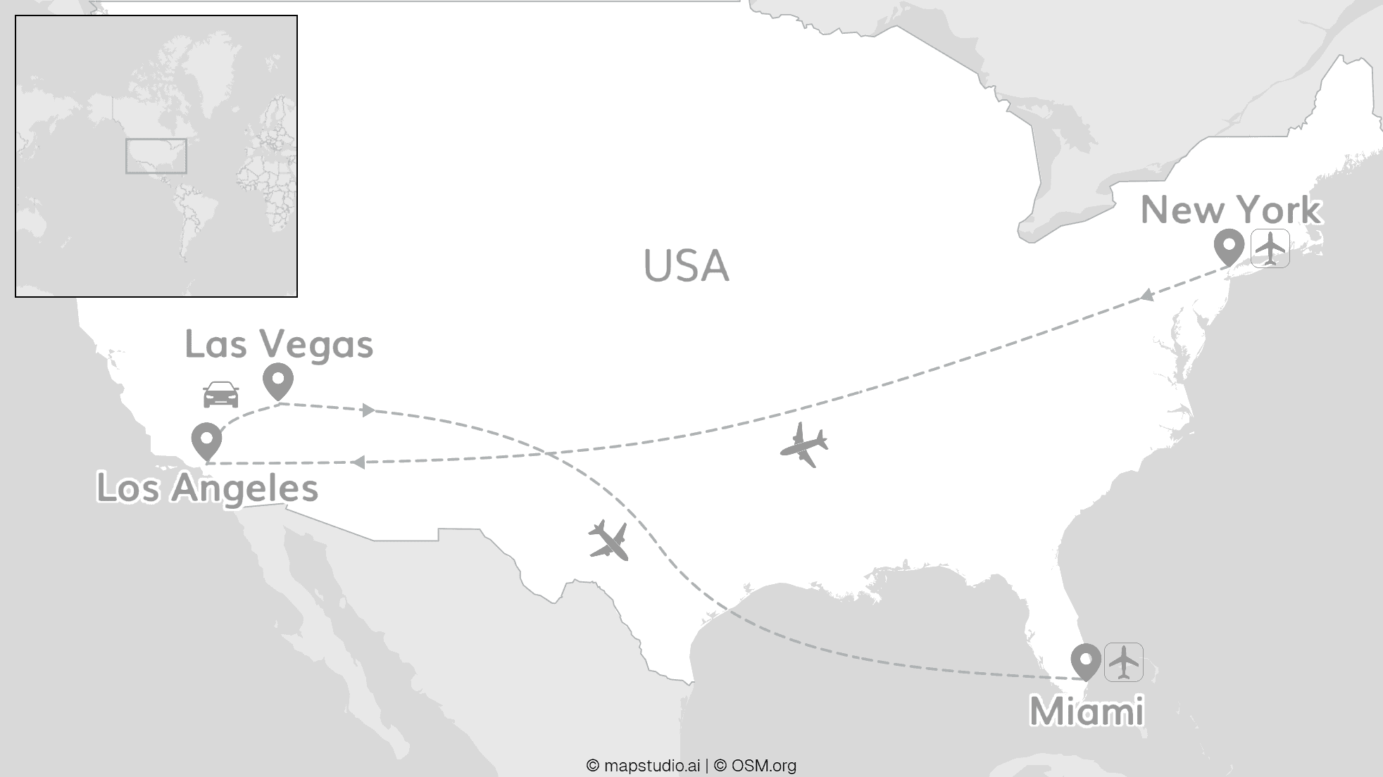 2 for 1 USA: New York, Vegas Roadtrip & Miami